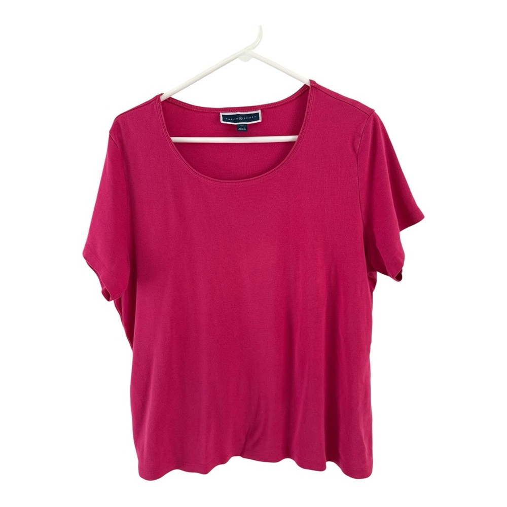 Karen Scott Top Tee Women’s XL Pink Short Sleeve Round Neck Cotton Solid Knit